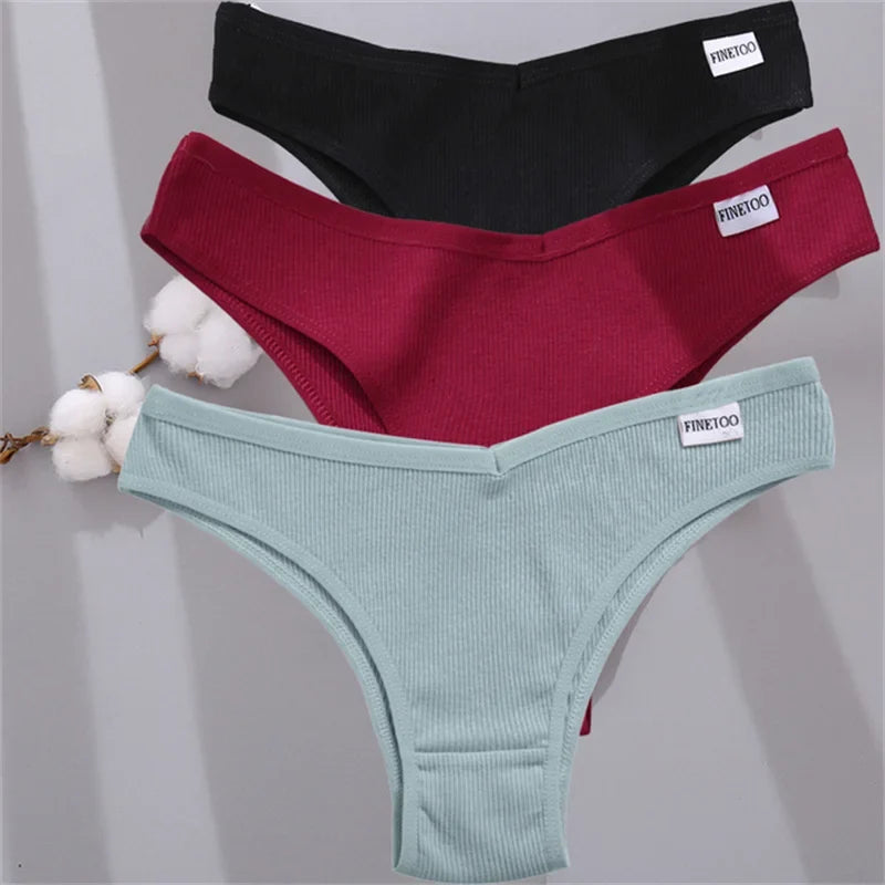 FINETOO Women's Cotton Panties Ladies Sexy V Waist Brazilian Underwear Female T-Back Briefs Panty M-XL Girls Intimates Lingerie