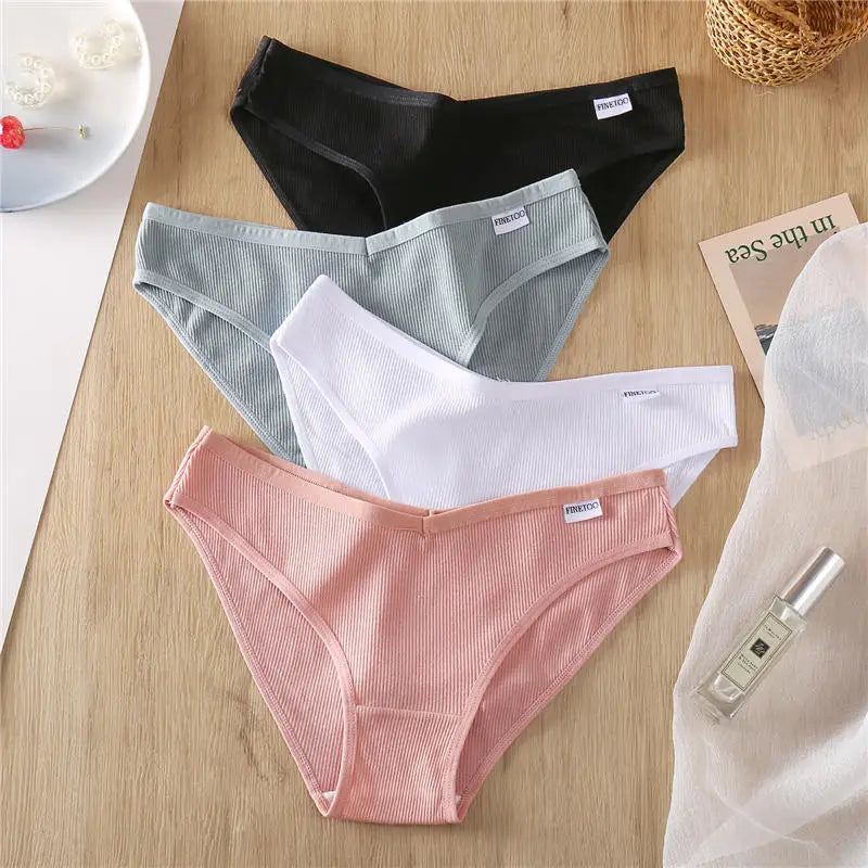 3PCS M-2XL Women Cotton Panties Briefs Female Sexy V Wasit Underwear Ladies Underpants Pantys Girls Plus Size Intimates Lingerie
