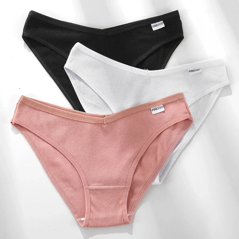 FINETOO Women Cotton Panties Female Sexy V Wasit Briefs Pantys Ladies Breathable Underwear Girls M-2XL Intimates Lingerie Soft