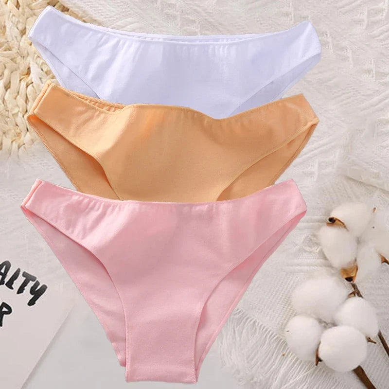 Women Cotton Briefs Panties Ladies M-2XL Underwear Sexy Low Waist Panti Female Seamless Lingerie Girls Plus Size Soft Intimates