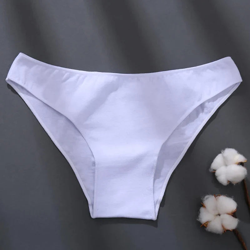 Sexy Low Waist Briefs Panties Plus Size M-XXL Cotton Lingerie Female Breathable Underwear 7 Solid Color Girls Intimates Lingerie