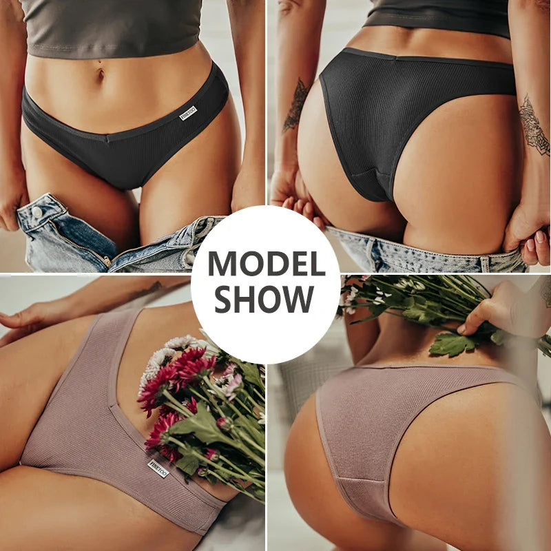 3Pcs/Set Cotton Women Briefs Sexy Seamless Brazilian Panties Female Low Rise Underwear Breathable Underpants Girls M-XL Intimate