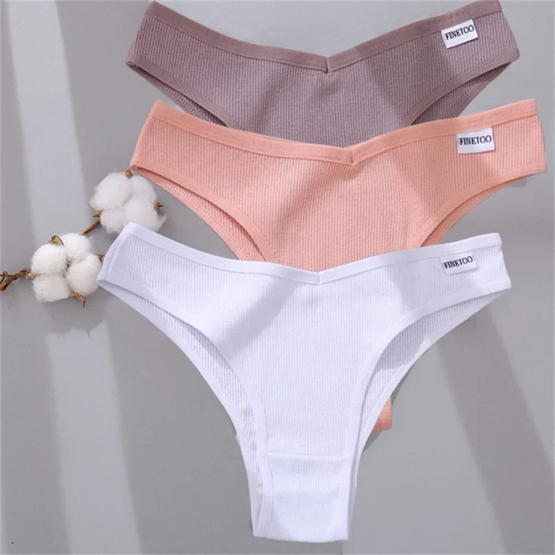 FINETOO Women's Cotton Panties Ladies Sexy V Waist Brazilian Underwear Female T-Back Briefs Panty M-XL Girls Intimates Lingerie