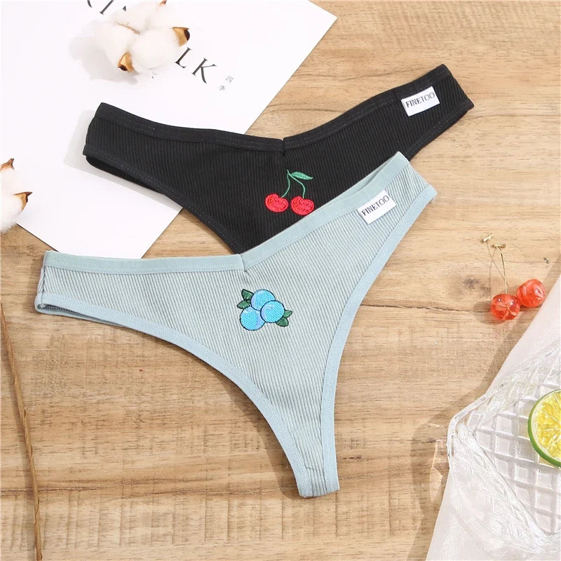 3PCS Cotton Women Thongs Panties Sexy Low Waist Cotton Briefs Female T-Back G-string Girls M-XL Intimate Lingerie