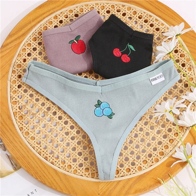 3PCS Cotton Women Thongs Panties Sexy Low Waist Cotton Briefs Female T-Back G-string Girls M-XL Intimate Lingerie