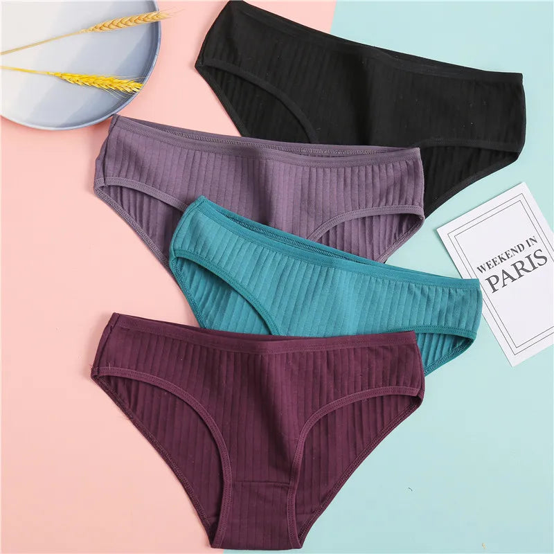 FINETOO Women Cotton Briefs Panties Female Sexy Low Waist Underwear M-XL Breathable Panty Girls Comfortable Intimates Lingerie