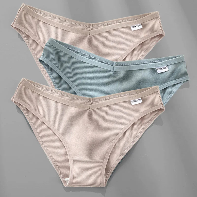3PCS M-2XL Women Cotton Panties Briefs Female Sexy V Wasit Underwear Ladies Underpants Pantys Girls Plus Size Intimates Lingerie