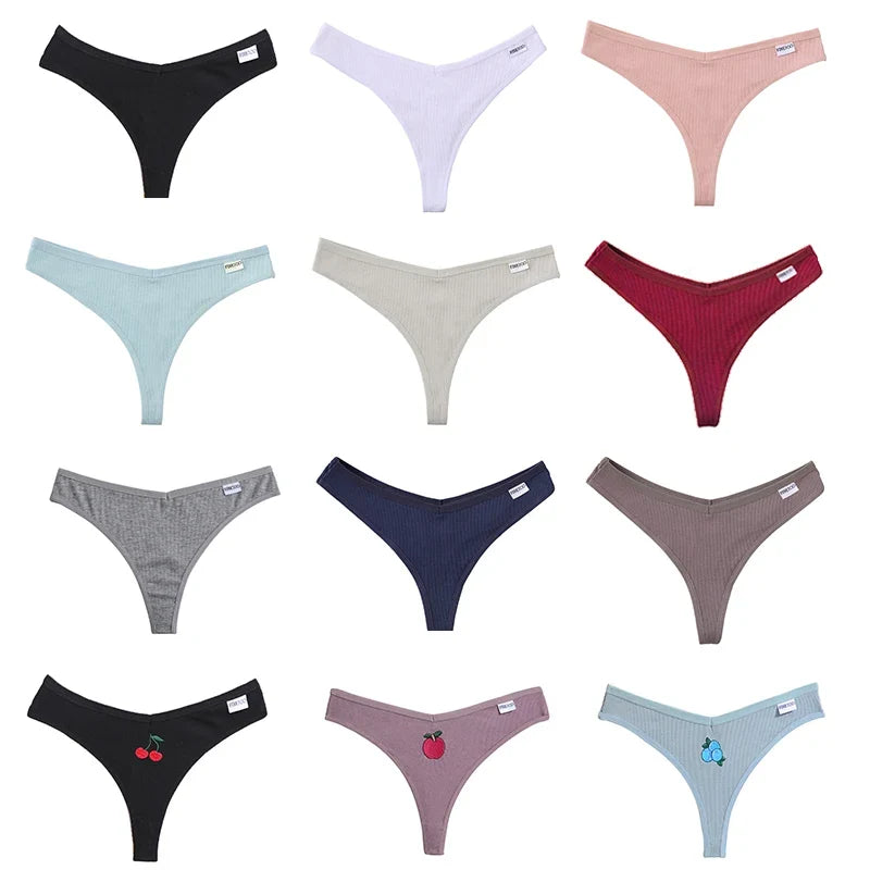 FINETOO Women's Cotton Panties Ladies Sexy V Waist Brazilian Underwear Female T-Back Briefs Panty M-XL Girls Intimates Lingerie