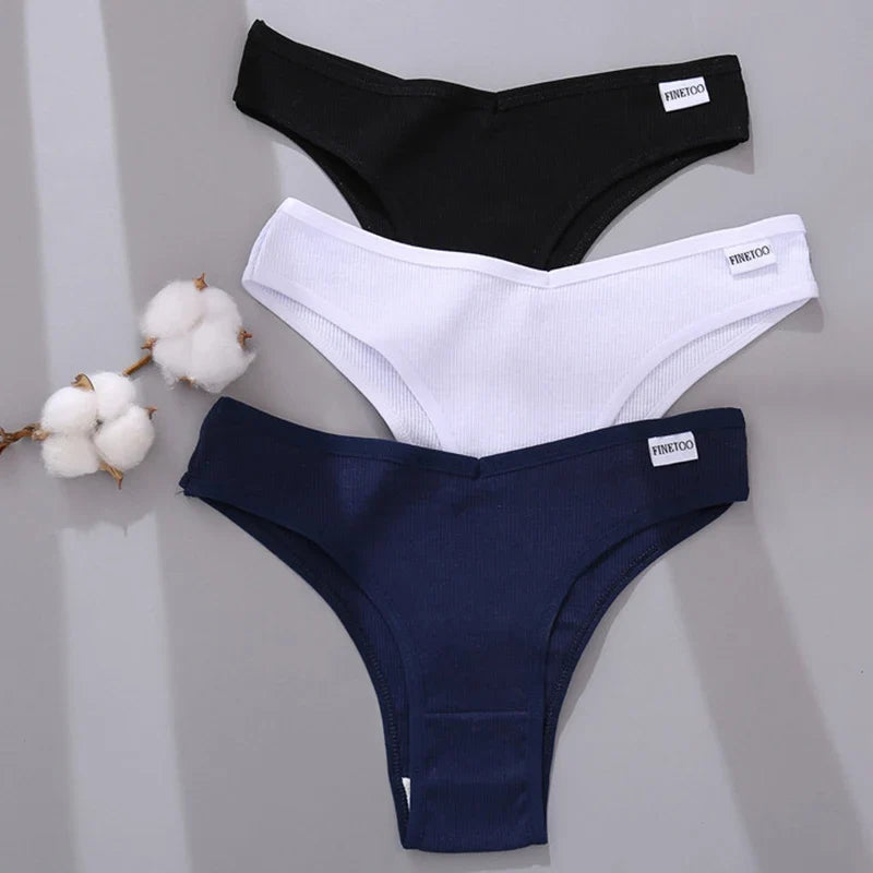 3Pcs/Set Cotton Women Briefs Sexy Low Rise Panties Female Seamless Underwear Breathable Underpants Girls M-XL Intimates Lingerie