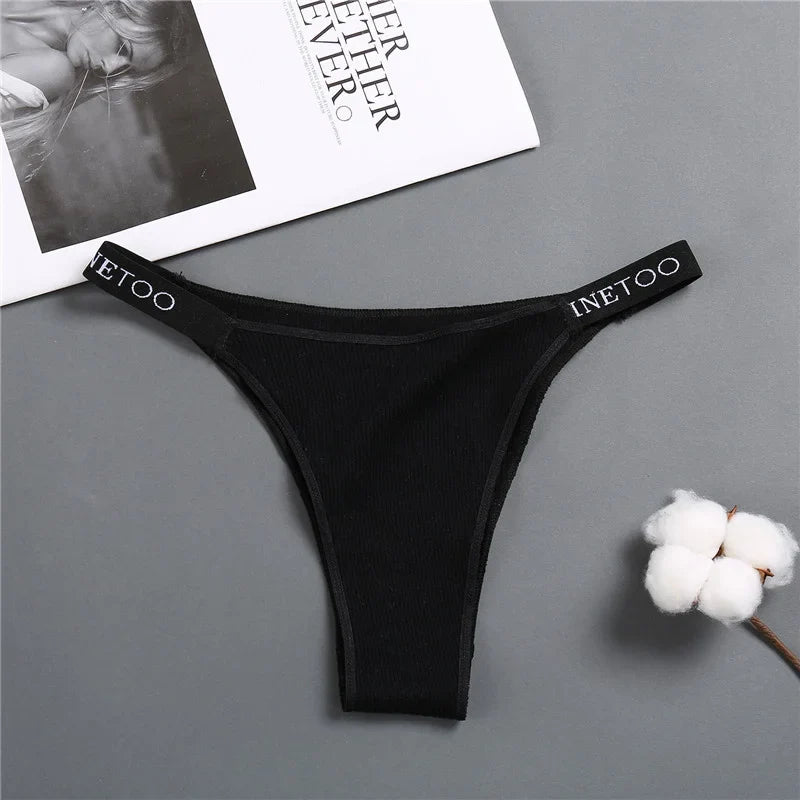 Sexy Low Rise Cotton Panties for Women Female Briefs Pantys Ladies  Letter Belt Underwear Girls M-XL Intimates Lingerie FINETOO