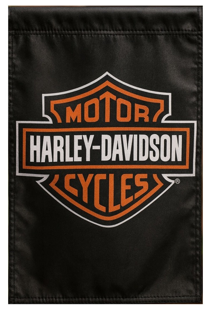 Harley Davidson Black Garden Flag 2 Sided Logo