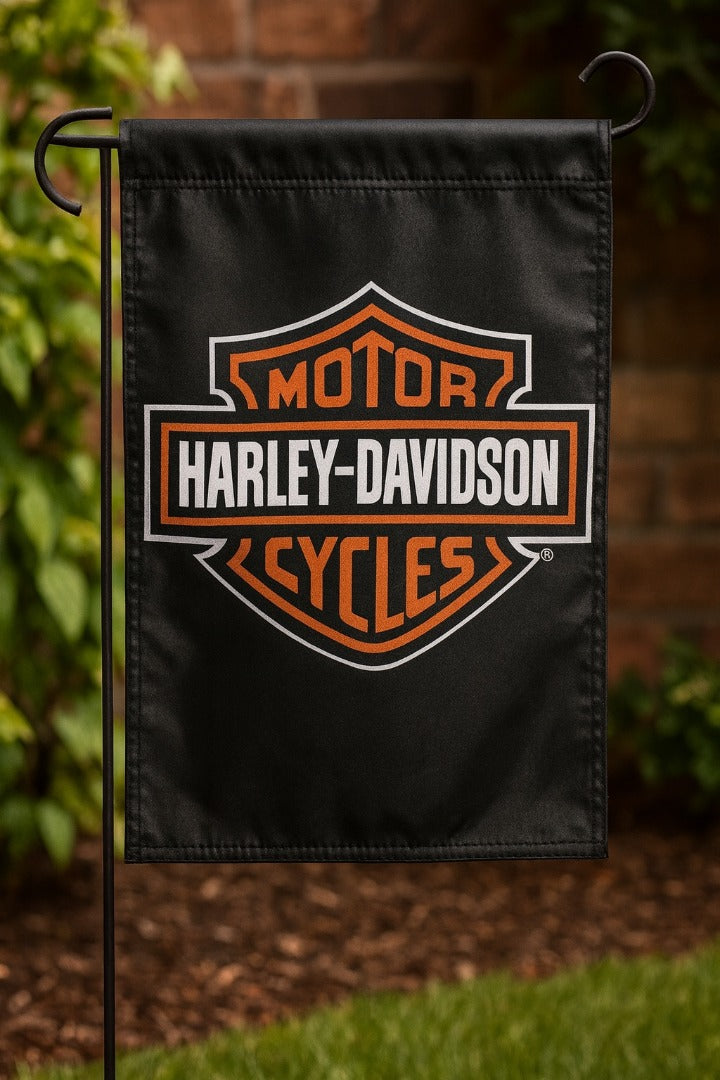 Harley Davidson Black Garden Flag 2 Sided Logo