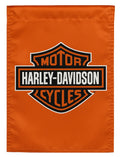 Harley Davidson Orange Garden Flag 2 Sided Logo