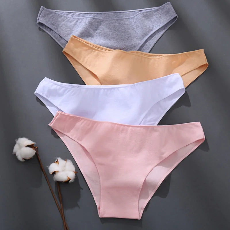 Sexy Low Waist Briefs Panties Plus Size M-XXL Cotton Lingerie Female Breathable Underwear 7 Solid Color Girls Intimates Lingerie