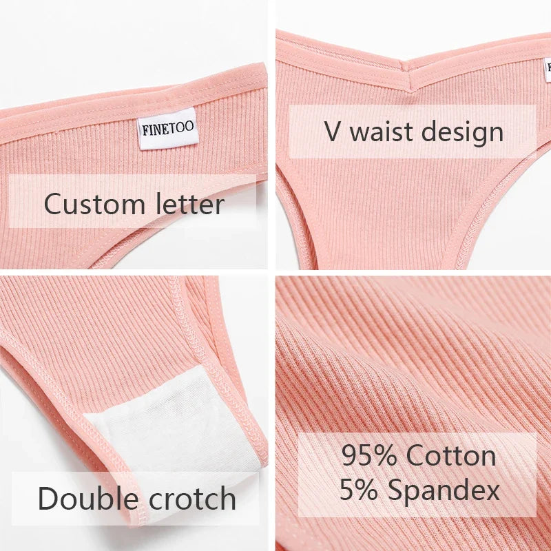 3Pcs/Set Women Cotton Panties Sexy V Waist Briefs T-Back Brazilian Underpants Female M-XL Underwear Girls Breathable Intimates