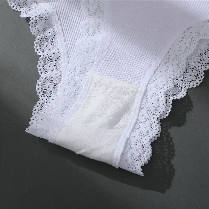 FINETOO Women Cotton Panties M-2XL Sexy Hollow Out Lace Briefs Female Letter Belt Brazil Underwear Girl Big Size Panty  Lingerie