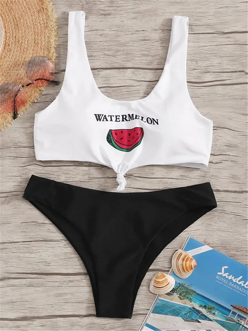 Beach Bikini 2025 Woman Sexy Front Lace Up Tie Bandeau Leopard Swimsuit Female Push Up Ruffled Bow Bathing Suit Thong Swimwear