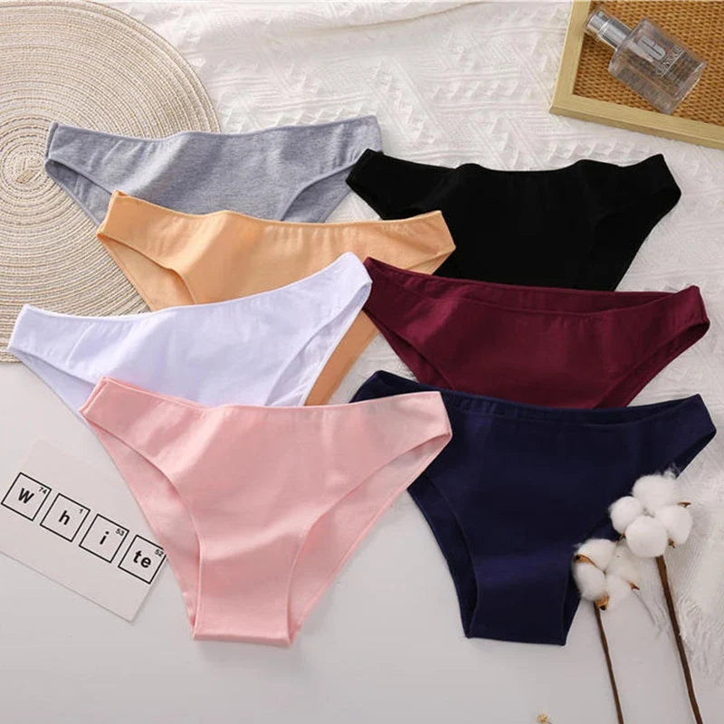 FINETOO M-2XL Cotton Panties for Women Sexy Low Waist Briefs Female Breathable Underwear Girl Intimates Lingerie Solid Color New