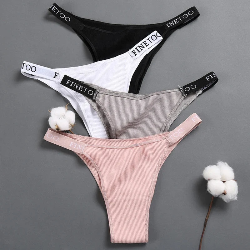 3Pcs/Set Cotton Panties Women Letter Belt Lace Sexy Briefs Seamless Low Rise Underwear Ladies M-XL Underwear Girls Lingerie New