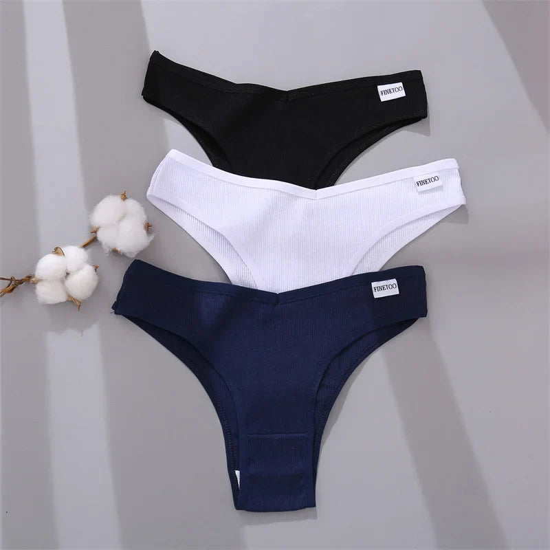 FINETOO Women's Cotton Panties Ladies Sexy V Waist Brazilian Underwear Female T-Back Briefs Panty M-XL Girls Intimates Lingerie