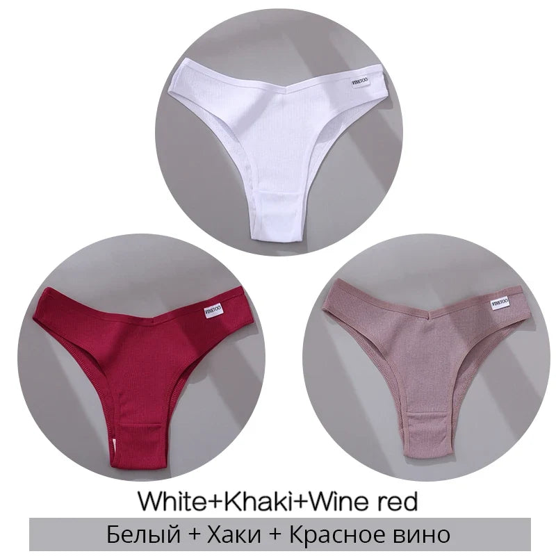 3Pcs/Set Cotton Women Briefs Sexy Seamless Brazilian Panties Female Low Rise Underwear Breathable Underpants Girls M-XL Intimate