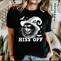 Hiss Off Cat Halloween Witch Spooky Feline Lover Gothic Cat Deluxe Limited Edition Graphic Tee