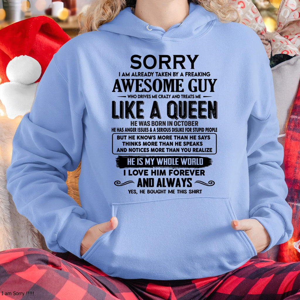 October - Sorry I am already taken by a freaking awesome guy - Gift for Wife From Husband - NGHL10 (SKU-SRG-10)