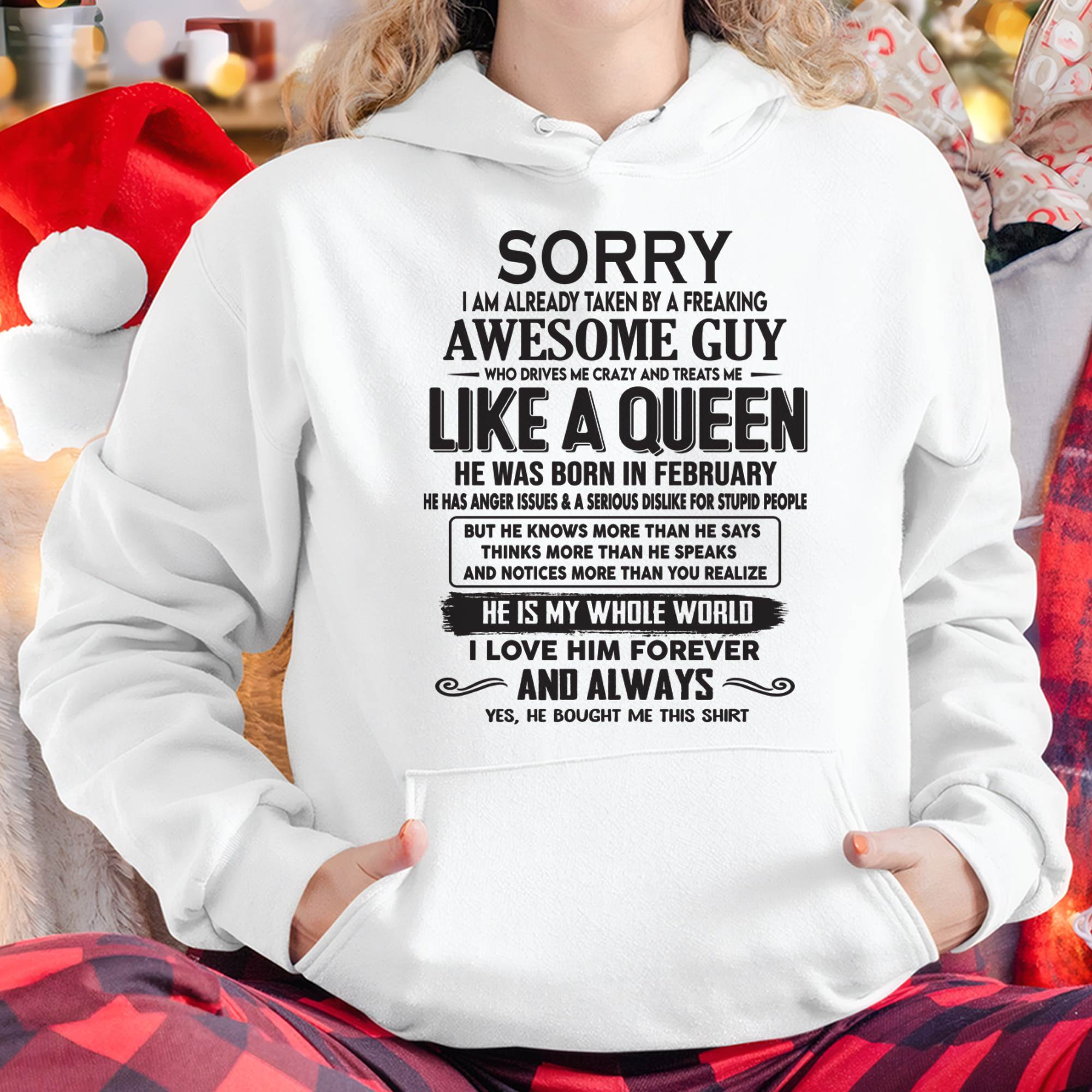 February - Sorry I am already taken by a freaking awesome guy - Gift for Wife From Husband - NGHL02 (SKU08-25-02)