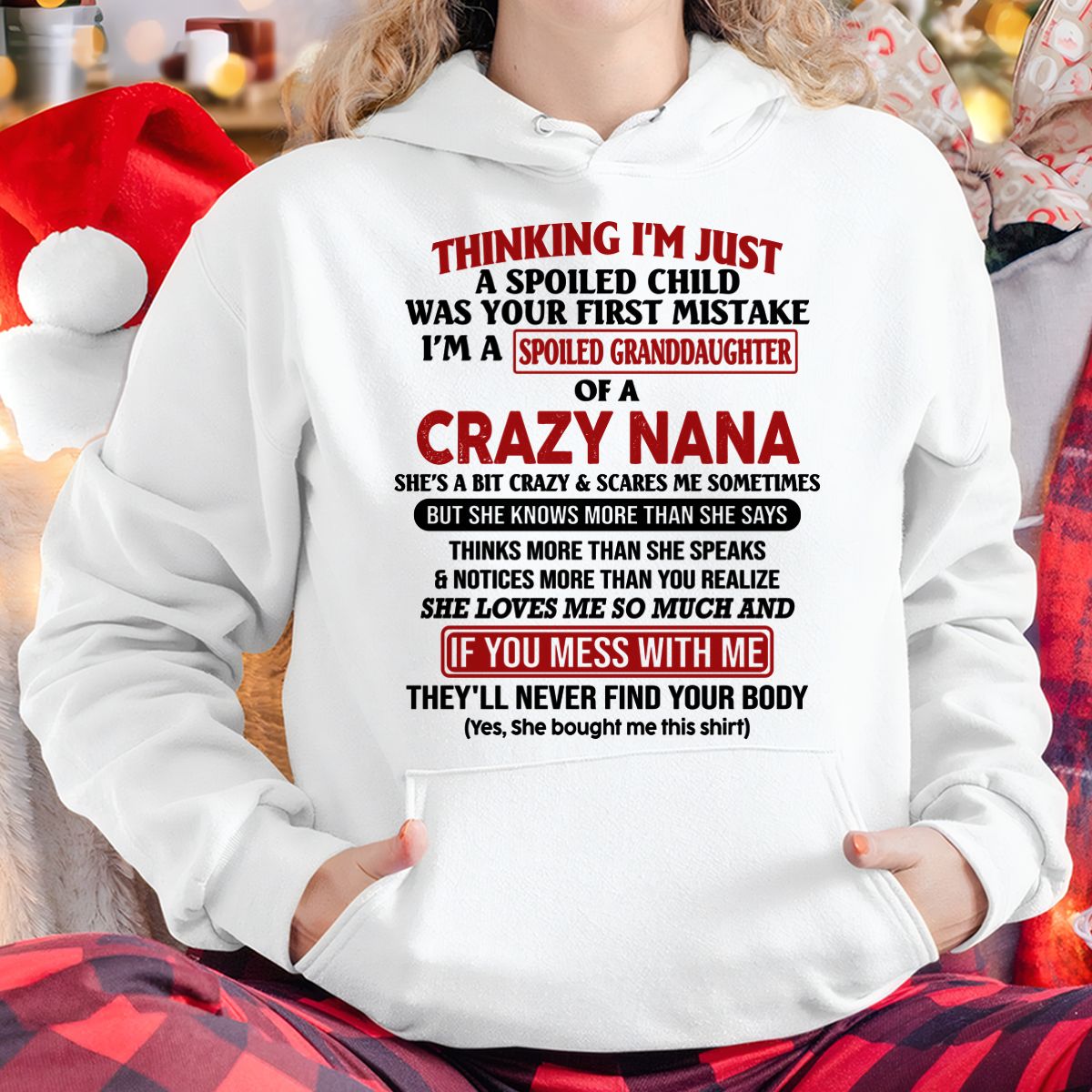 SPOILED GRANDDAUGHTER OF A CRAZY NANA T-SHIRT - From grandma to granddaughter - NGHL00 (SKU07-129-00)