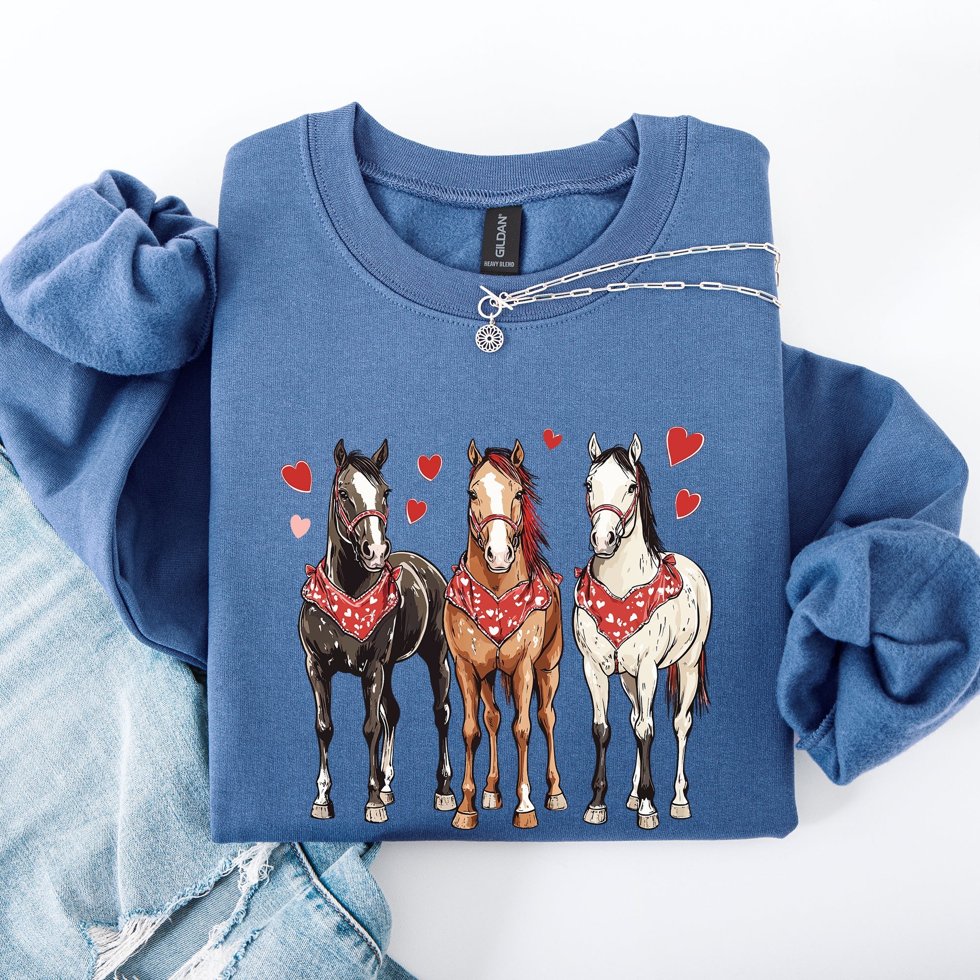 Horses, Western, Valentine's Day, Classic, Country, Cowboy, Cowgirl, Rodeo Sweatshirt