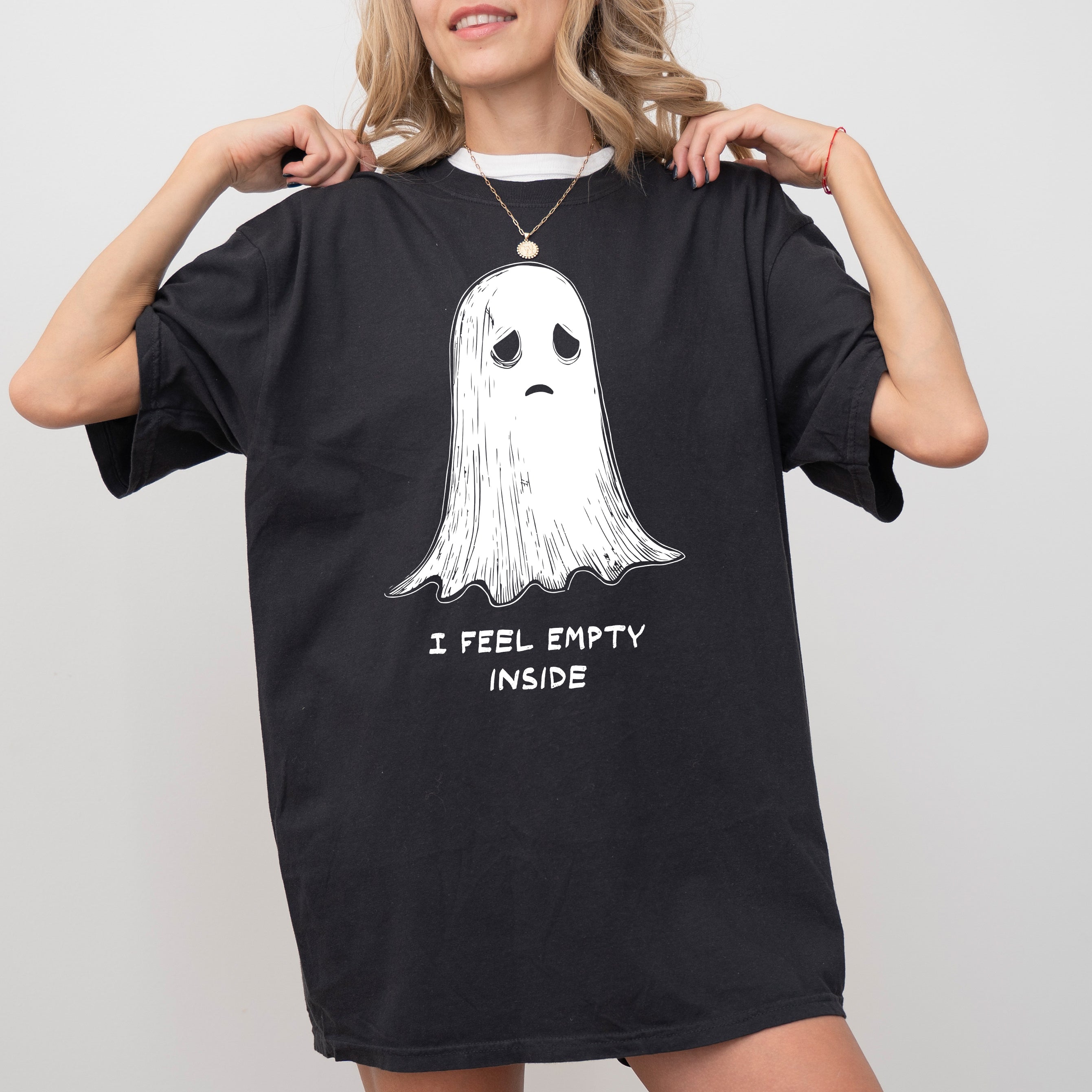 I Feel Empty Inside Ghost Halloween Witch Skeleton Spooky Haunted Comfort Colors Tee