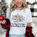 I'm Fine, It's Fine, Everything Is Fine Christmas Lights Stress Cozy Graphic Tee