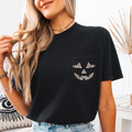 Jack O Lantern Coquette Faux Lace Halloween Pocket Limited Edition Comfort Colors Tee