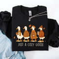 Just A Cozy Goose Autumn Floral Sunflower Pumpkin Spice Cozy Fleece Seasonal Sweatshirt