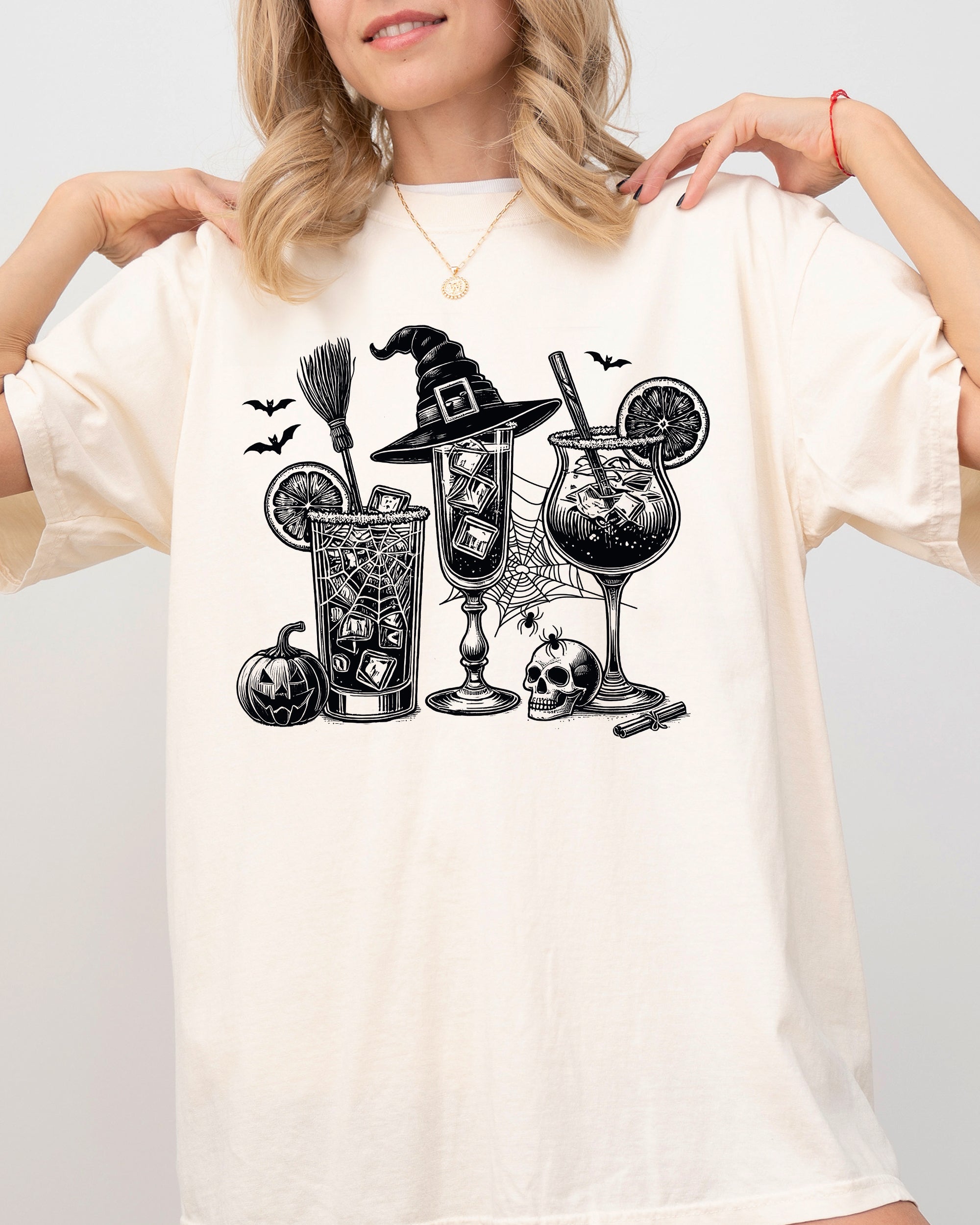Coffee Vintage Drinks Ghost Western Witch Meme Halloween Costume Graphic Comfort Colors Tee