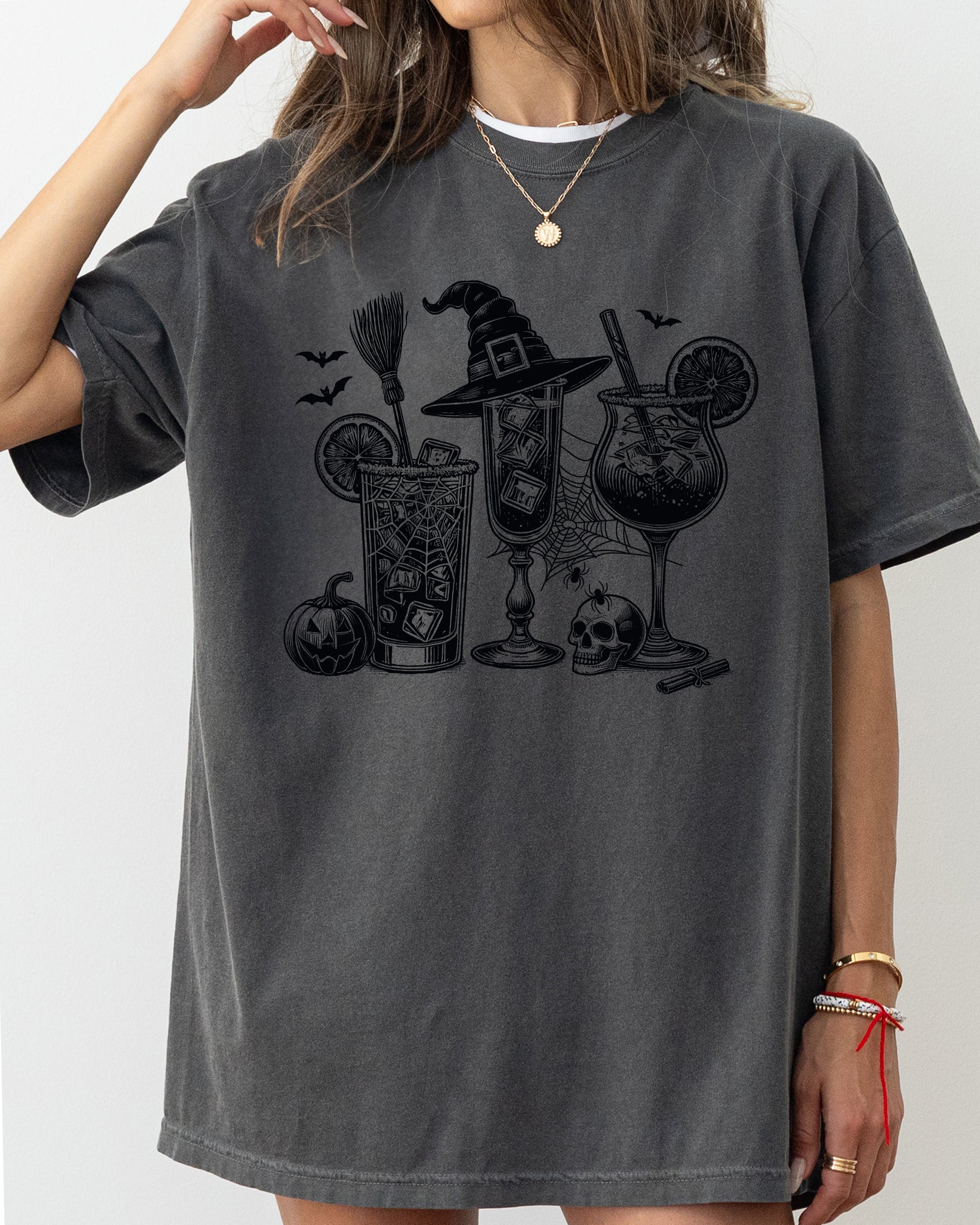 Coffee Vintage Drinks Ghost Western Witch Meme Halloween Costume Graphic Comfort Colors Tee