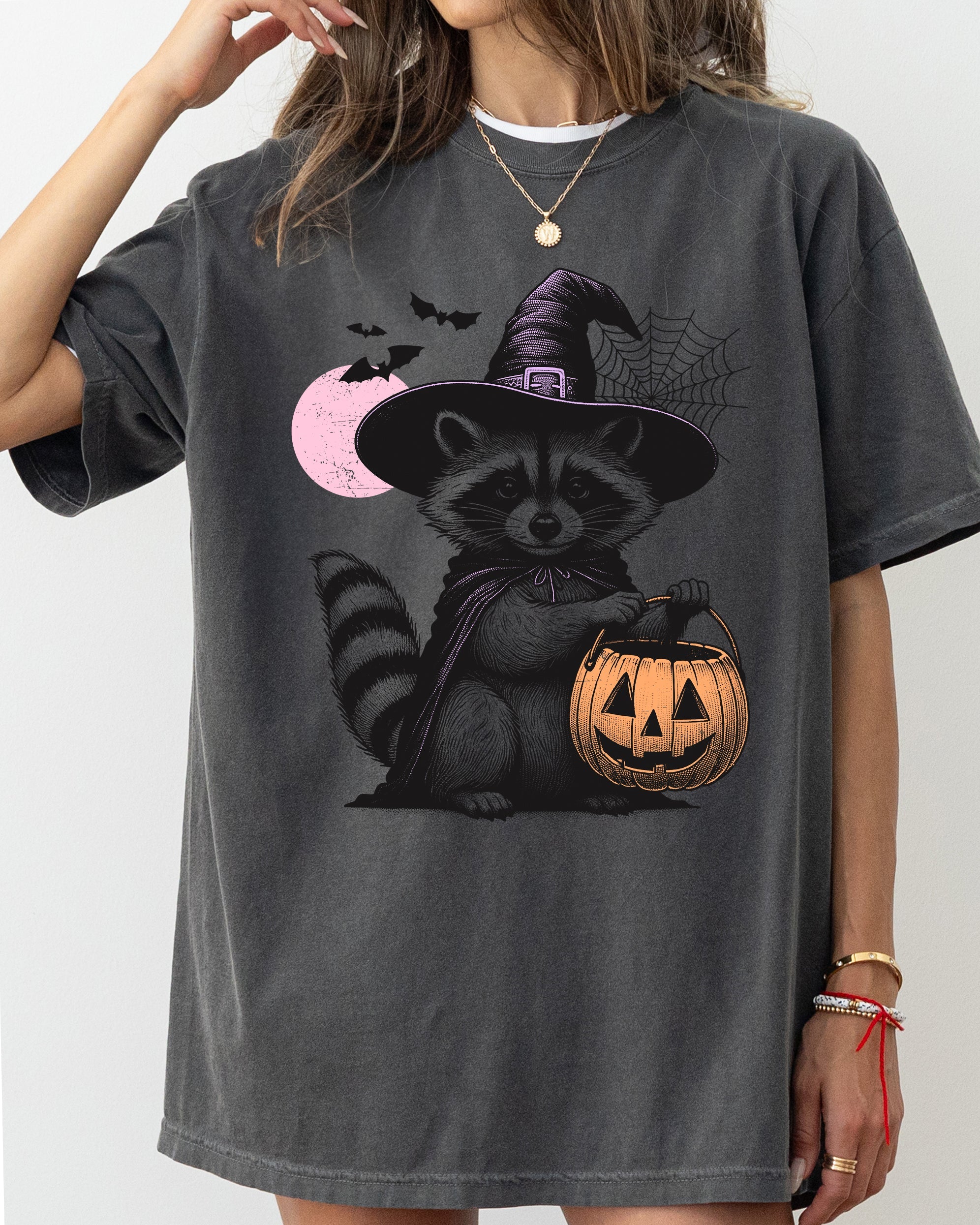 Raccoon Animal Lover Vintage Farm Ghost Western Witch Aesthetic Meme Halloween Costume Comfort Colors Tee