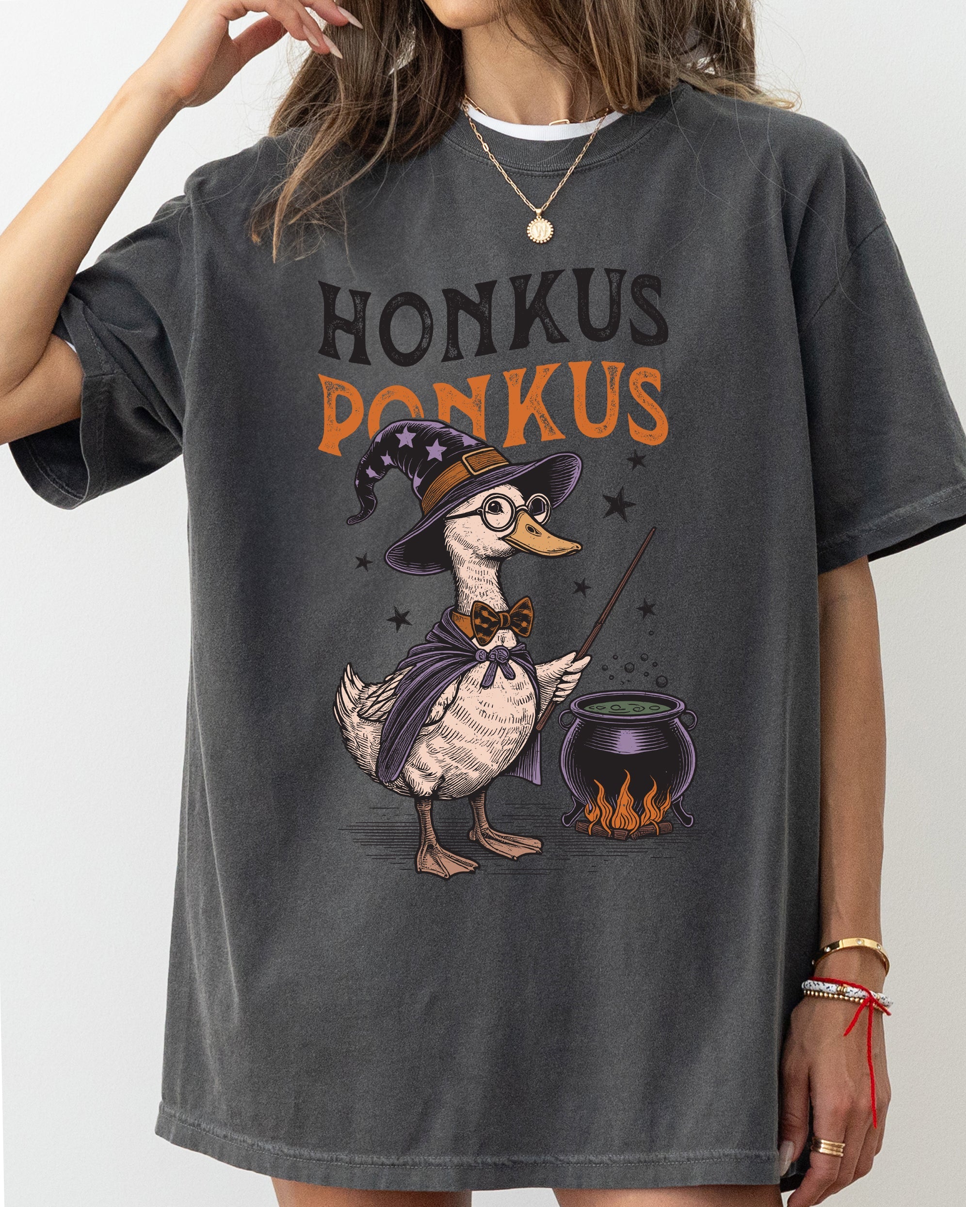 Honkus Poncus Goose Duck Animal Lover Vintage Farm Ghost Western Witch Meme Halloween Costume Comfort Colors Tee