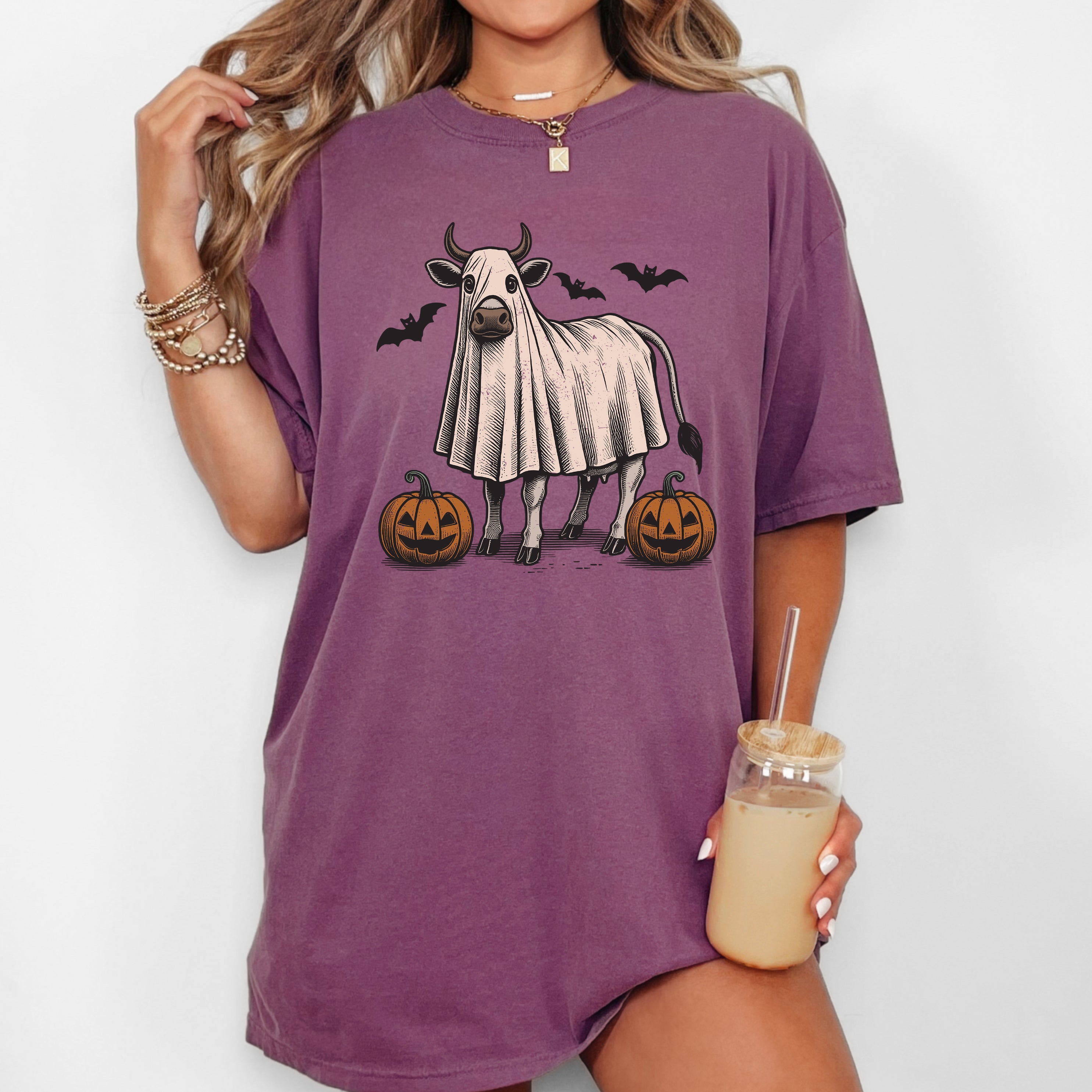 Cow Farm Vintage Ghost Western Witch Meme Halloween Costume Style Comfort Colors Tee