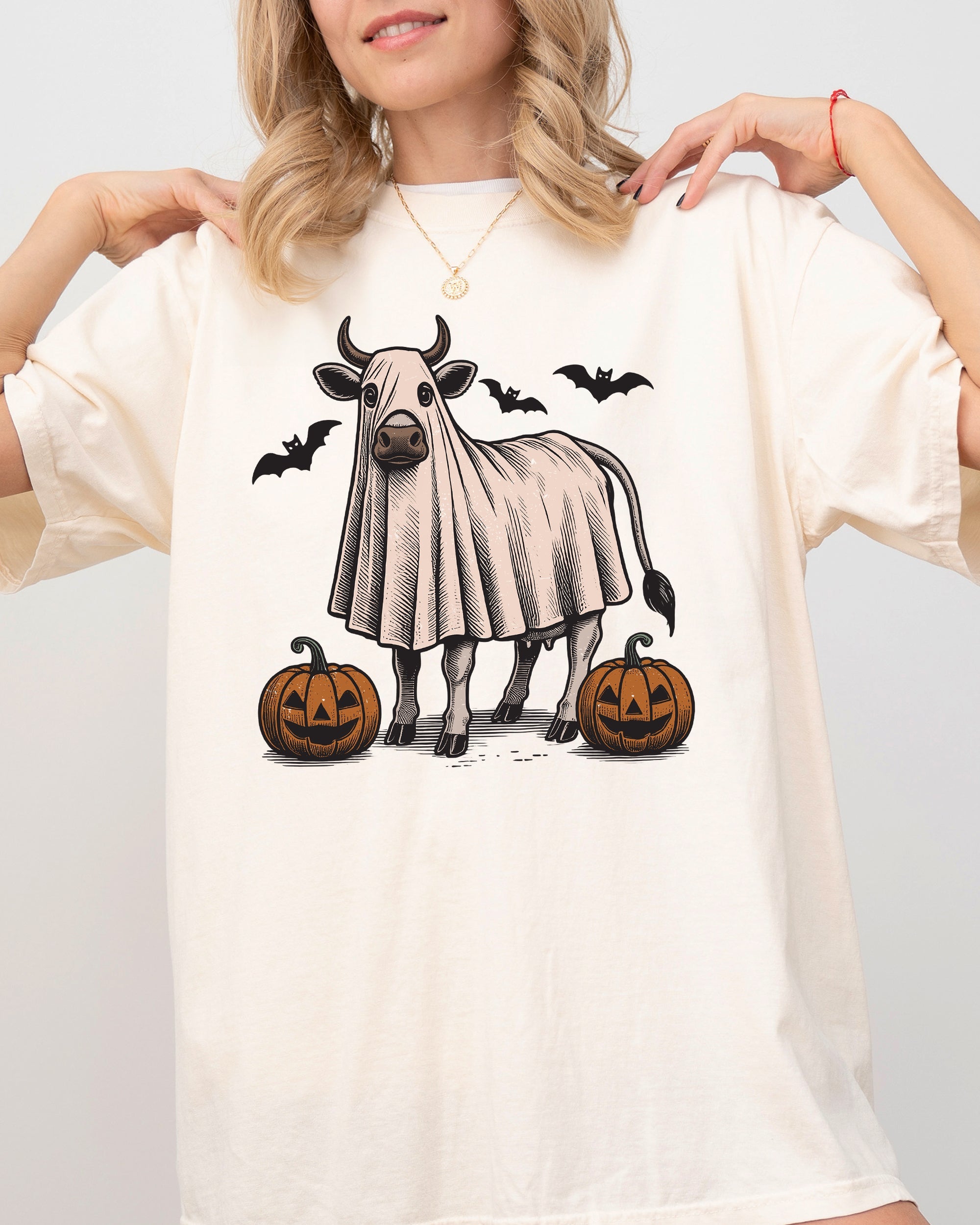 Cow Farm Vintage Ghost Western Witch Meme Halloween Costume Style Comfort Colors Tee
