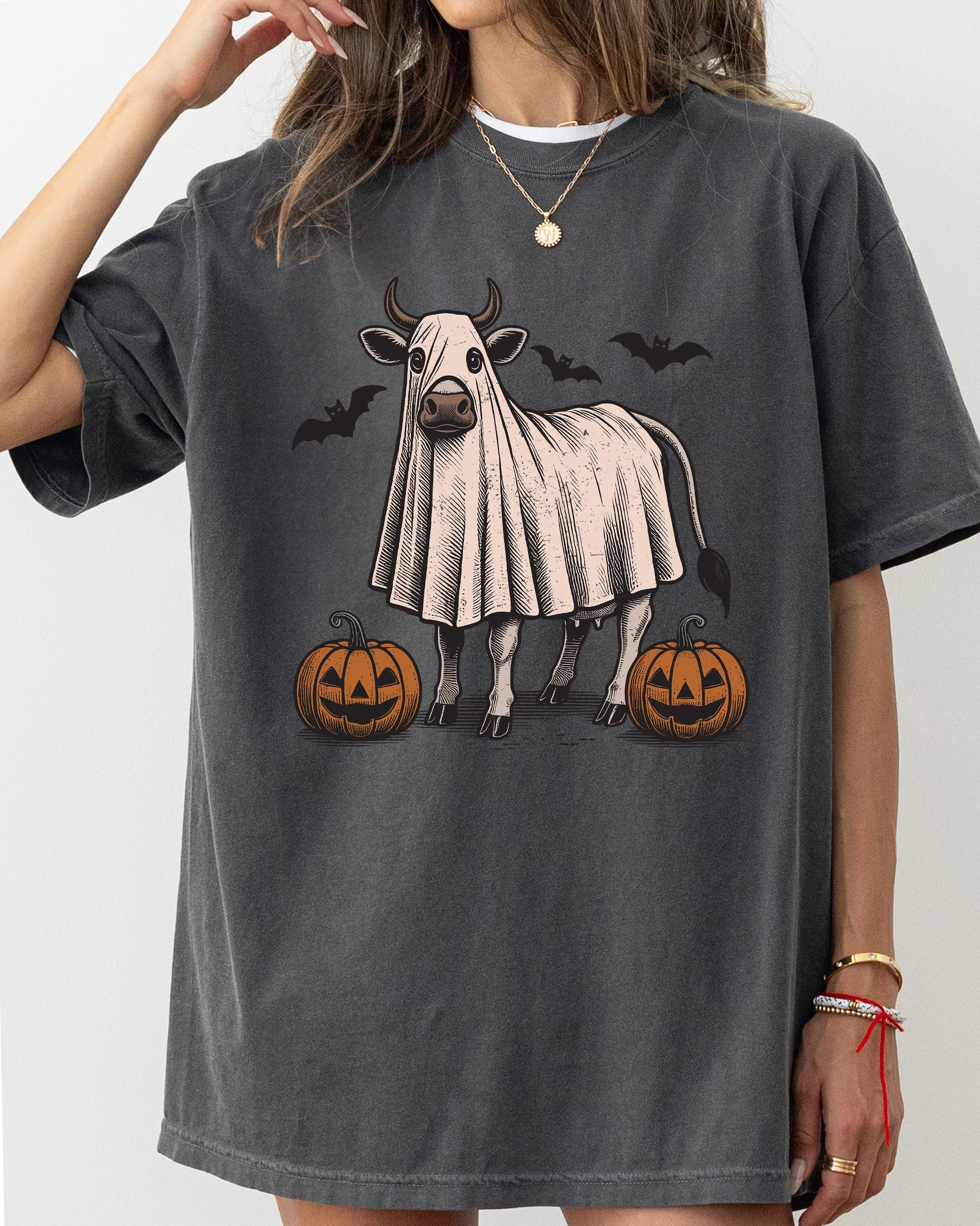 Cow Farm Vintage Ghost Western Witch Meme Halloween Costume Style Comfort Colors Tee