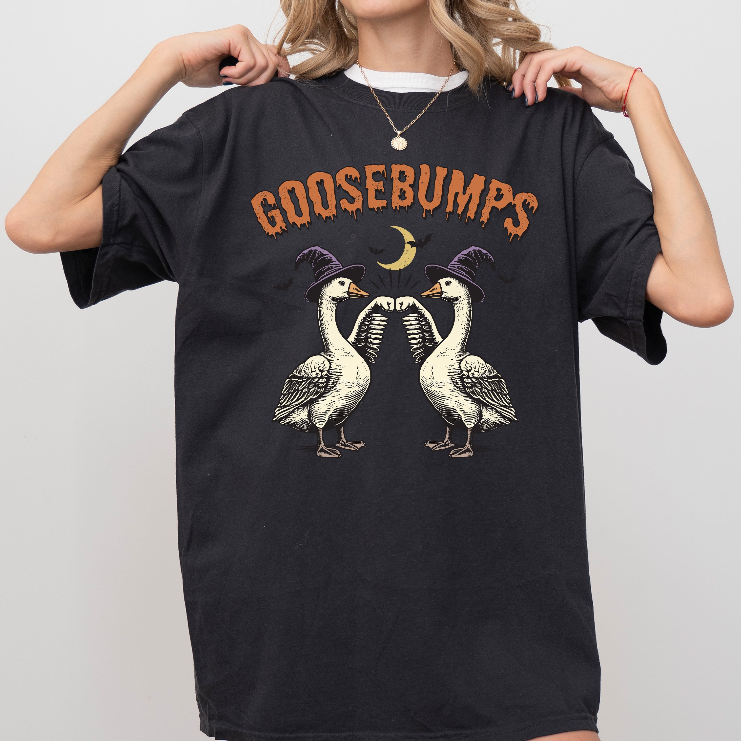 Goosebumps Geese Duck Vintage Ghost Western Witch Aesthetic Meme Halloween Costume Comfort Colors Tee