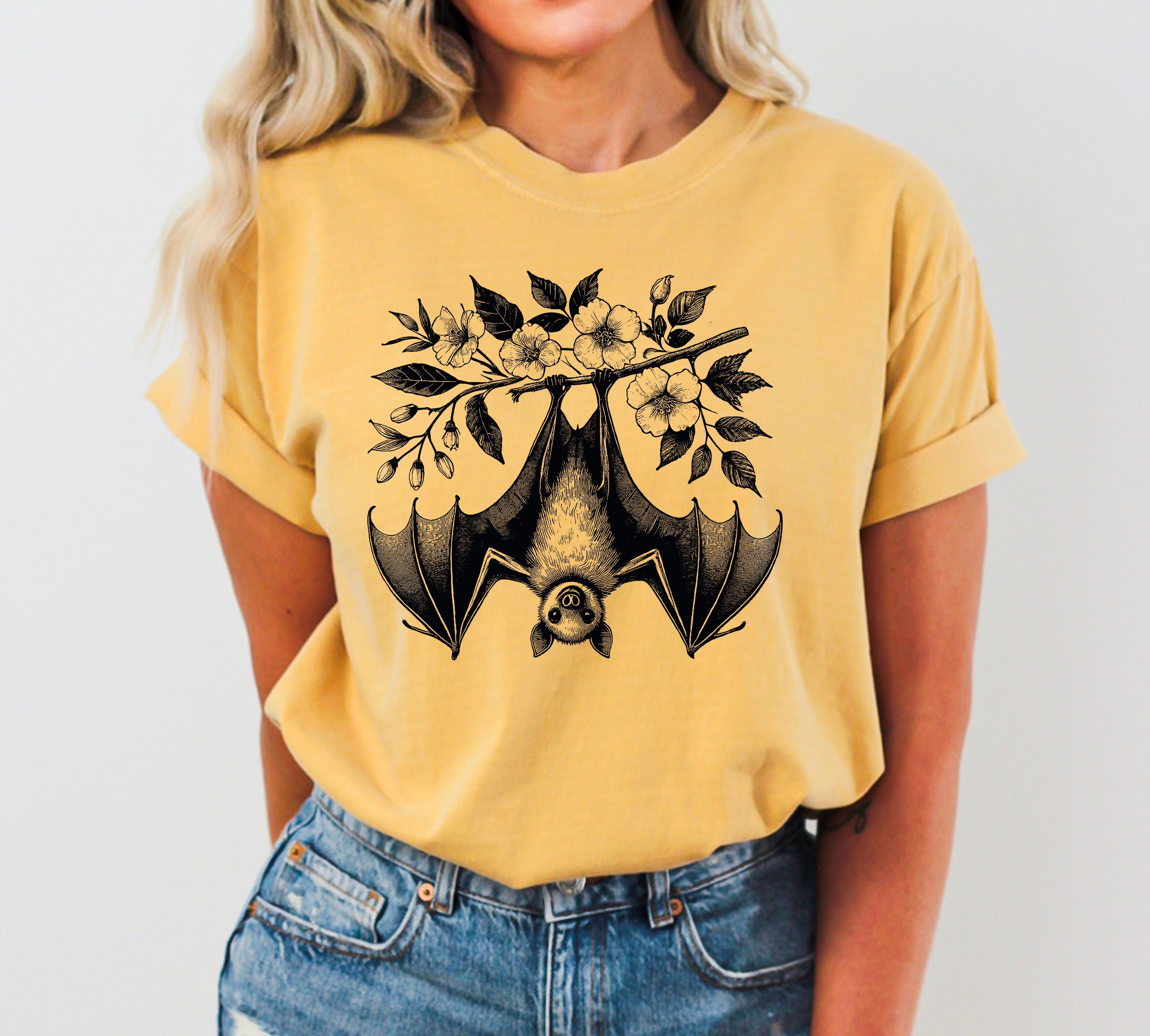 Hanging Bat Ghost Western Witch Halloween Meme Costume Vintage Spooky Comfort Colors Tee