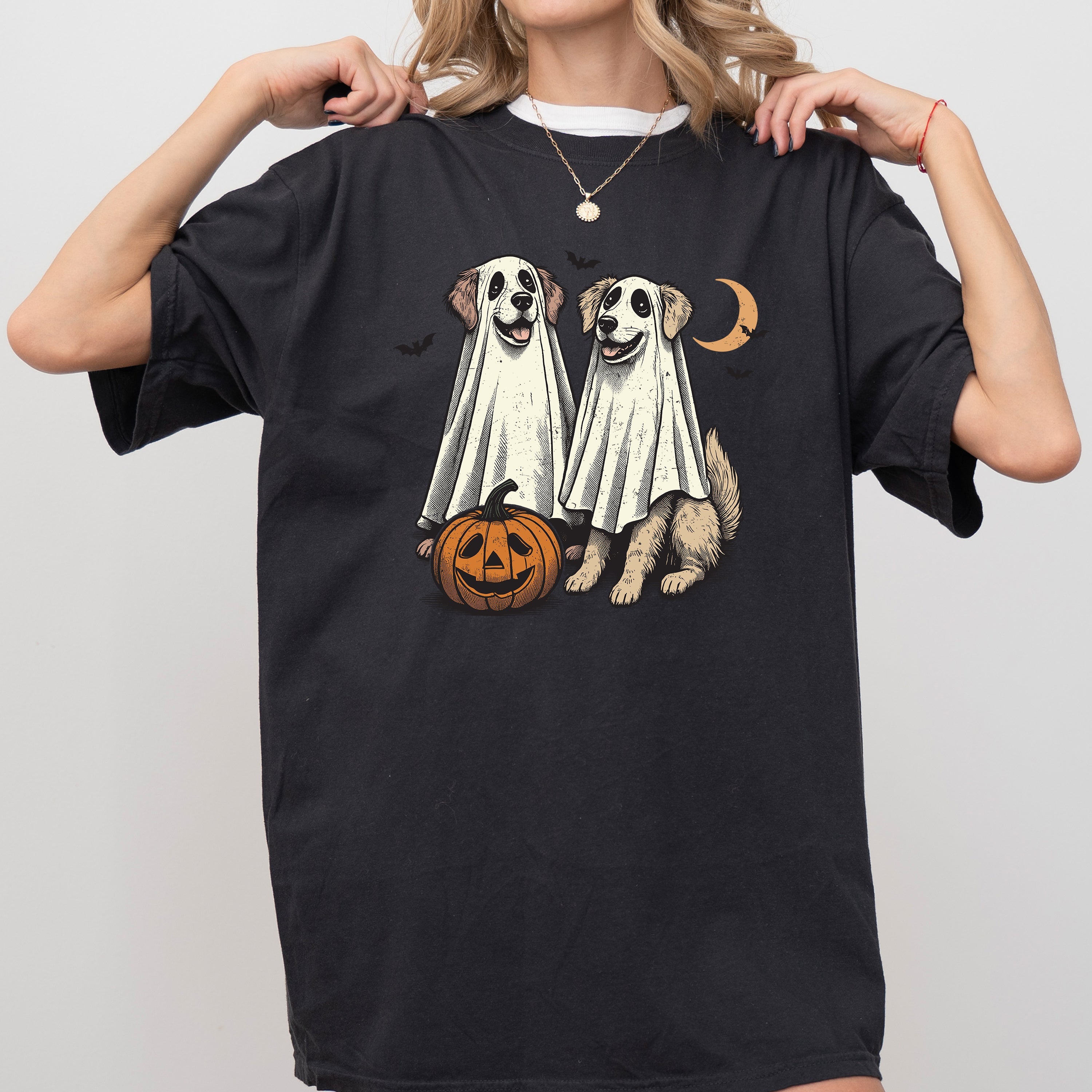 Dog Lovers Vintage Ghost Western Witch Halloween Meme Art Collectible Classic Comfort Colors Tee