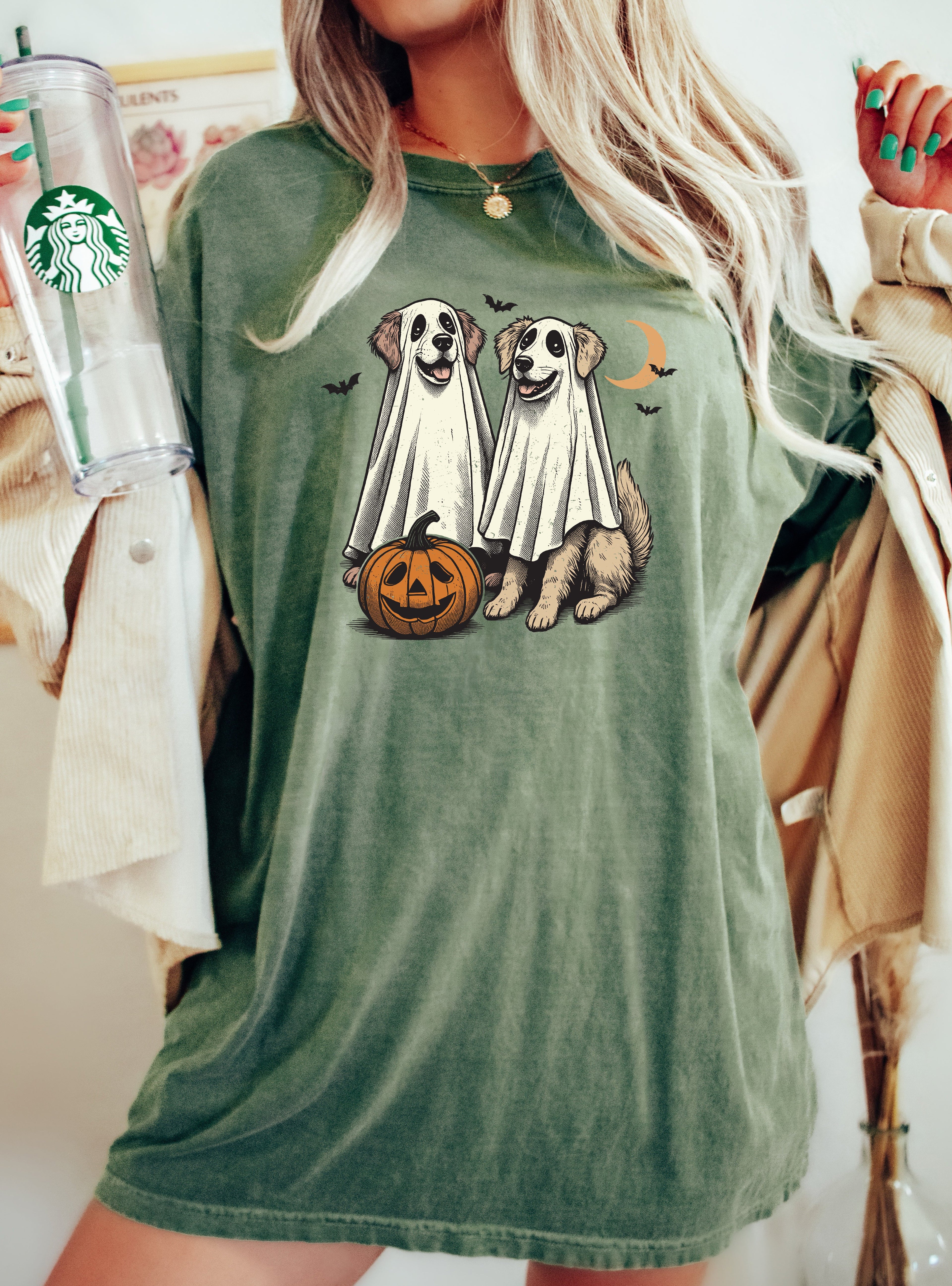 Dog Lovers Vintage Ghost Western Witch Halloween Meme Art Collectible Classic Comfort Colors Tee
