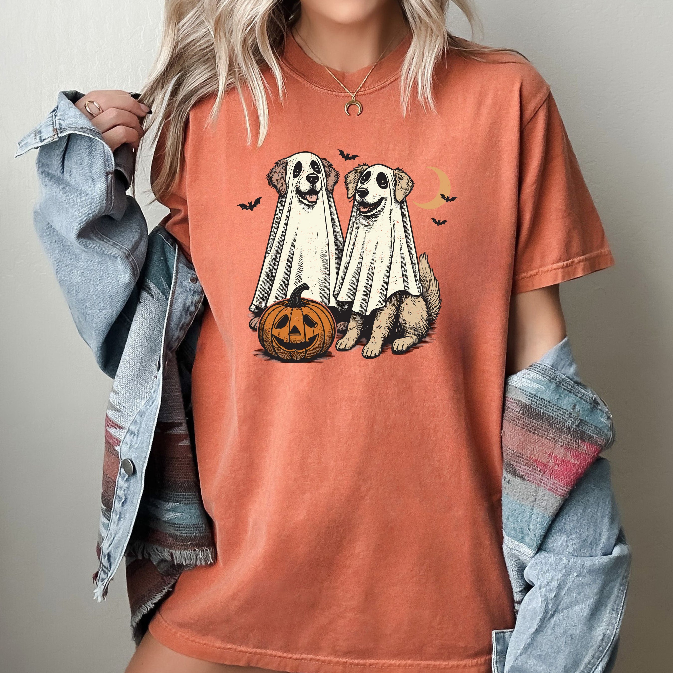 Dog Lovers Vintage Ghost Western Witch Halloween Meme Art Collectible Classic Comfort Colors Tee
