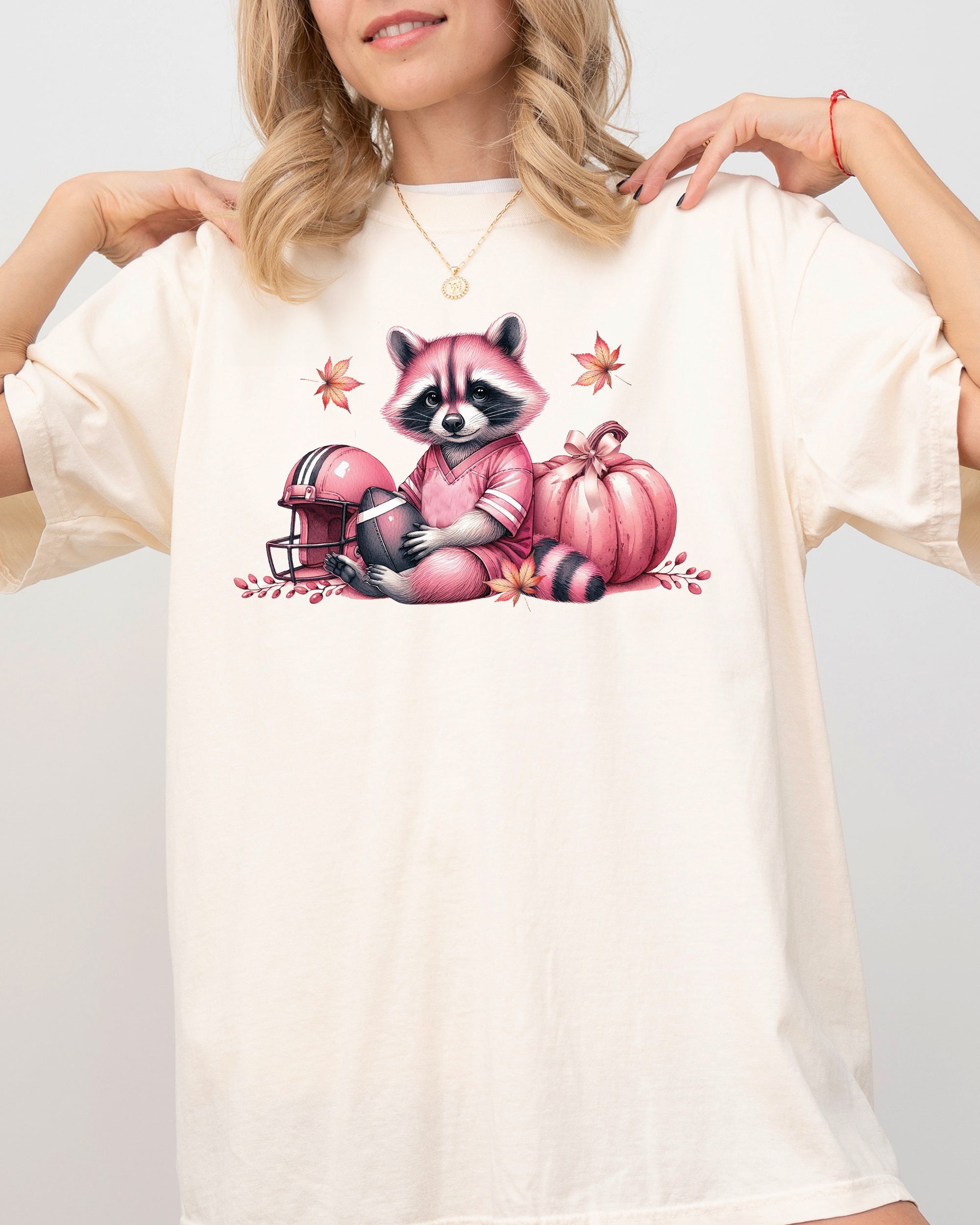 Raccoon Football Vintage Pumpkin Western Witch Meme Halloween Costume Comfort Colors Tee