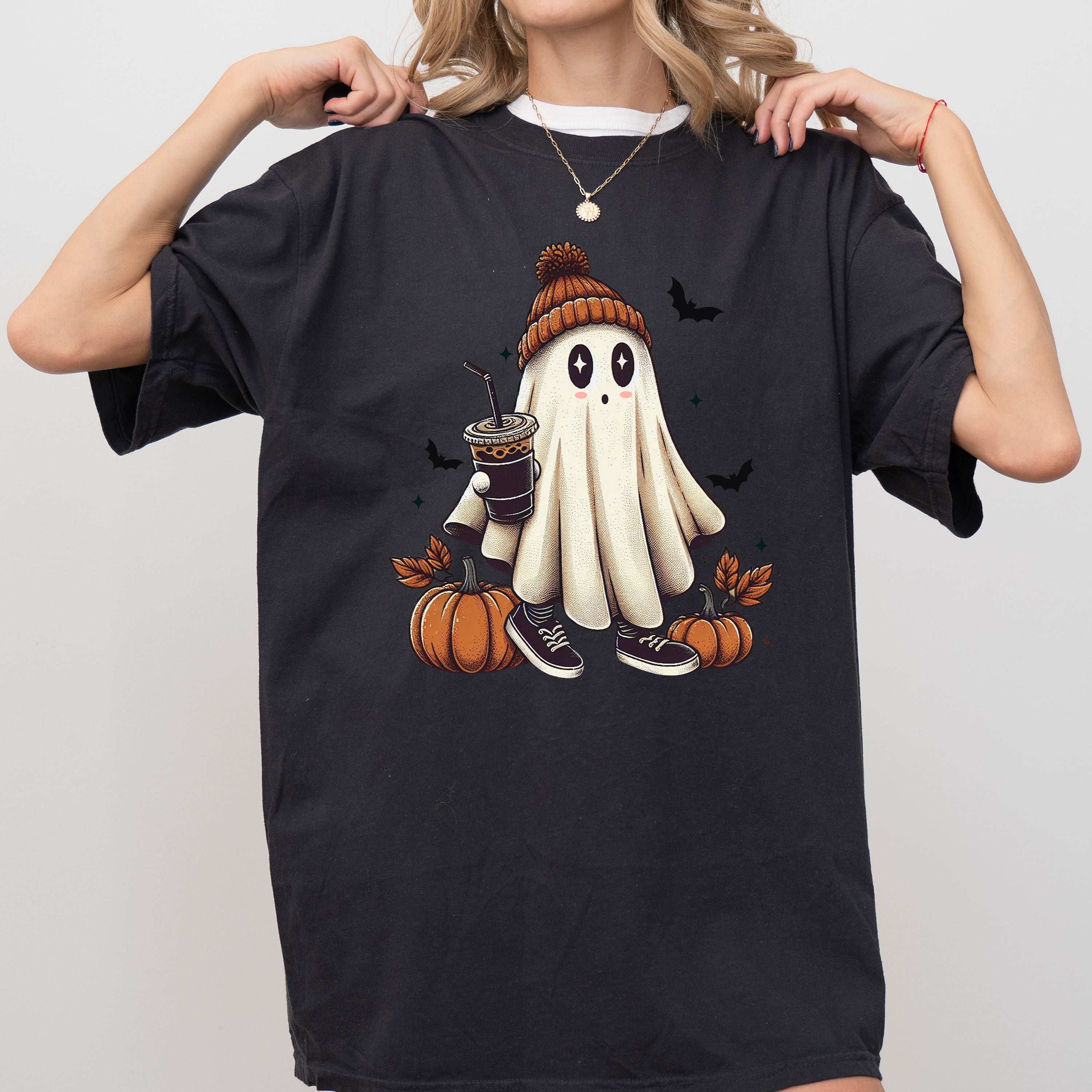 Coffee Lover Ghost Vintage Western Witch Aesthetic Meme Halloween Costume Comfort Colors Tee