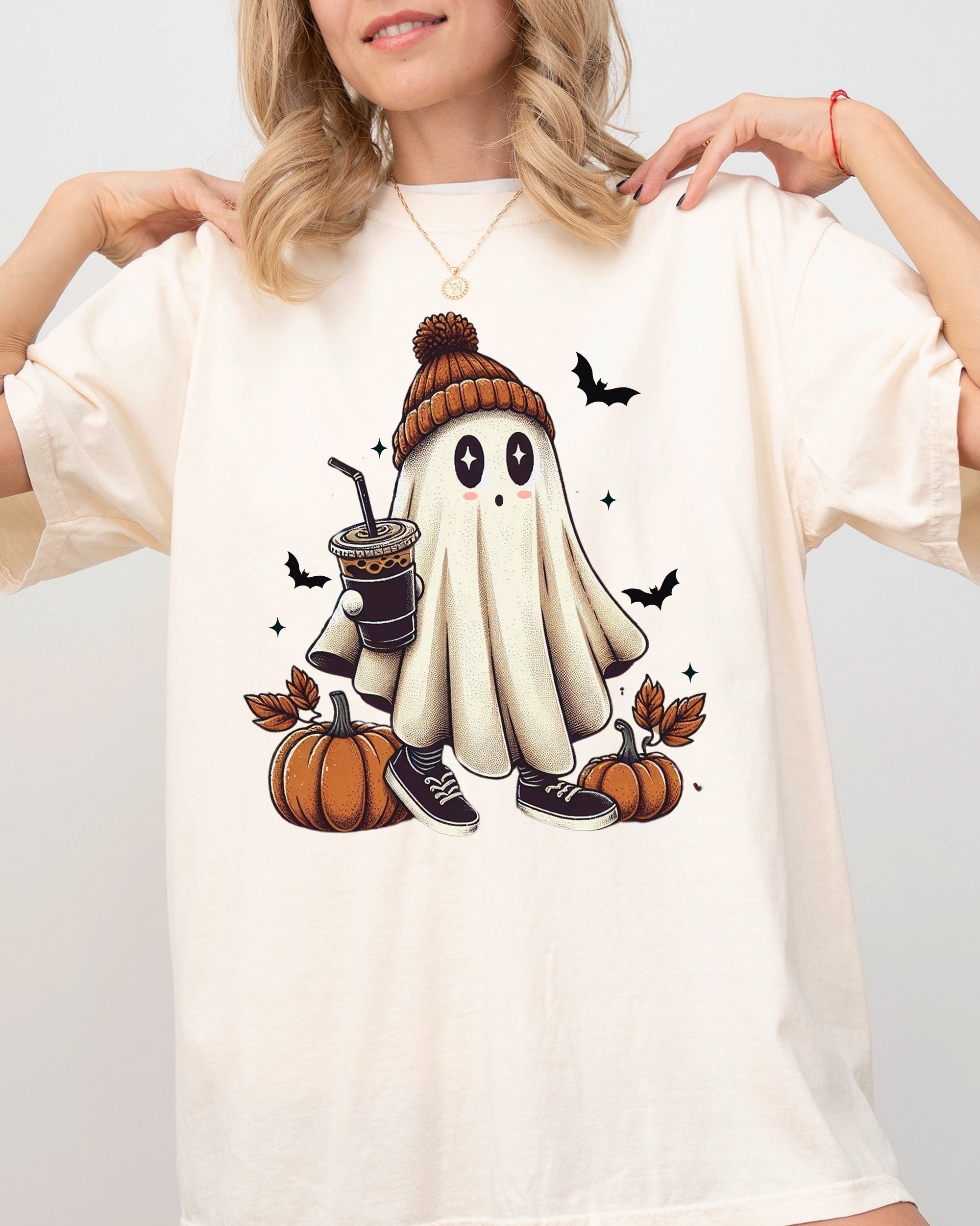 Coffee Lover Ghost Vintage Western Witch Aesthetic Meme Halloween Costume Comfort Colors Tee