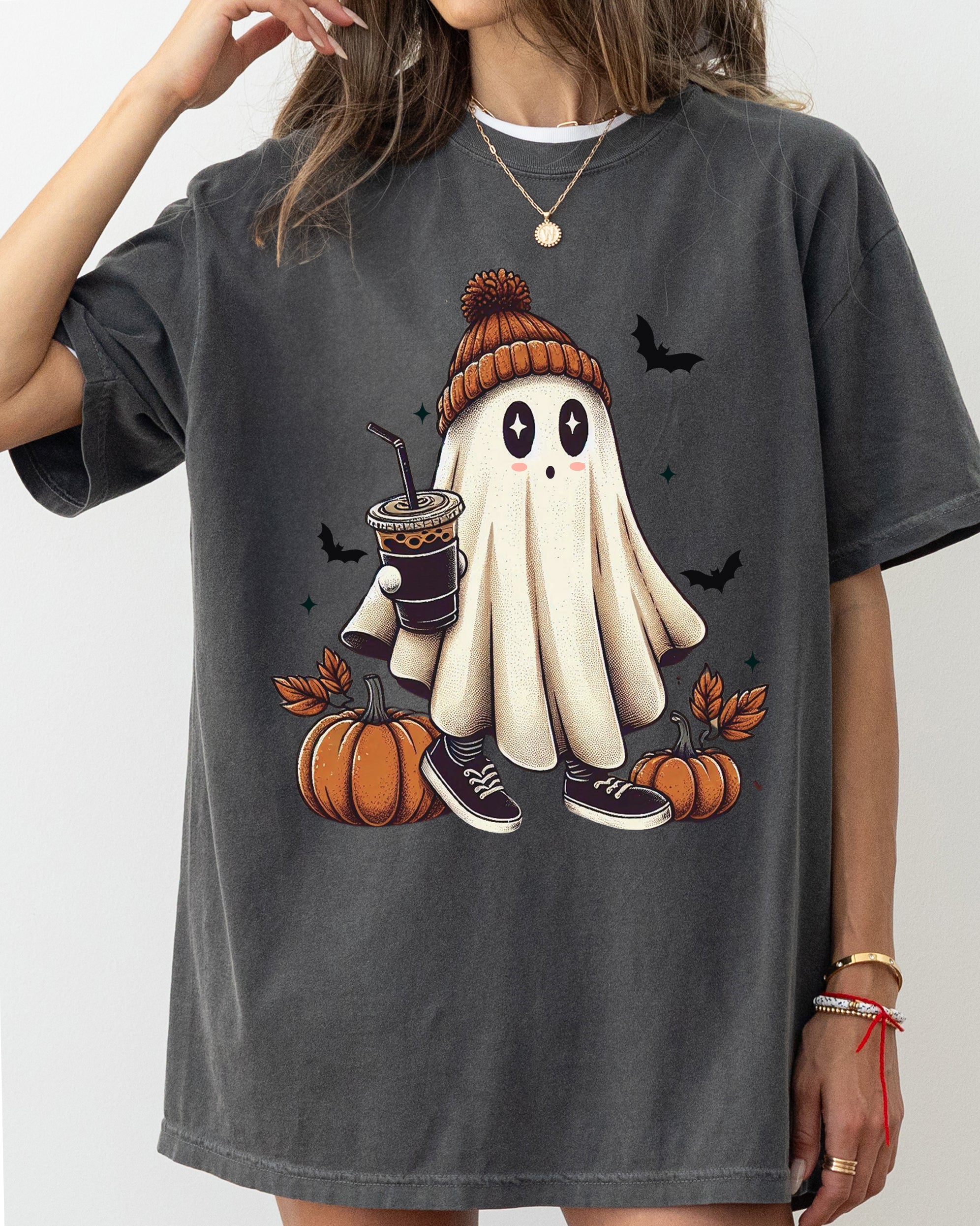 Coffee Lover Ghost Vintage Western Witch Aesthetic Meme Halloween Costume Comfort Colors Tee